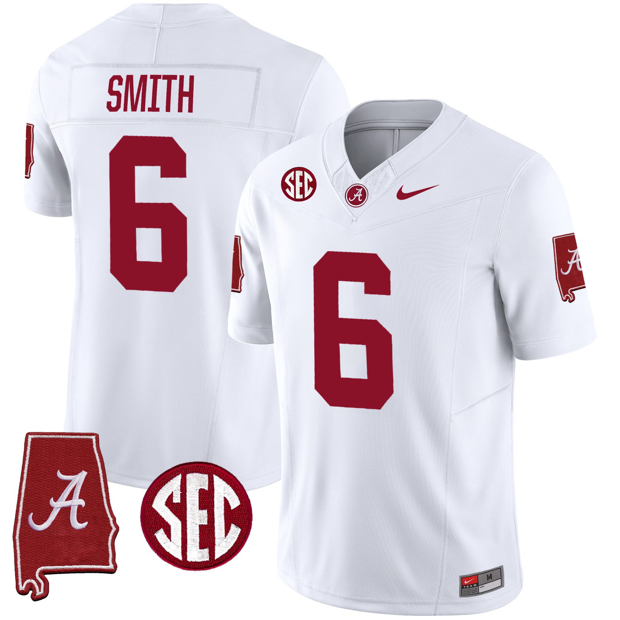 Men Alabama Crimson Tide #6 Smith White 2024 Nike Vapor Limited NCAA Jersey